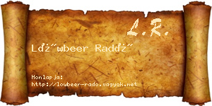 Löwbeer Radó névjegykártya